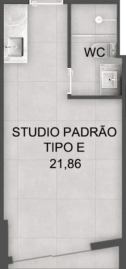 Planta 01 - 1 dorm 21,86m² - studio
