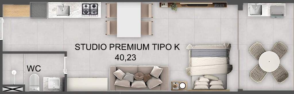 Planta 03 - 1 dorm 40,23m² - studio
