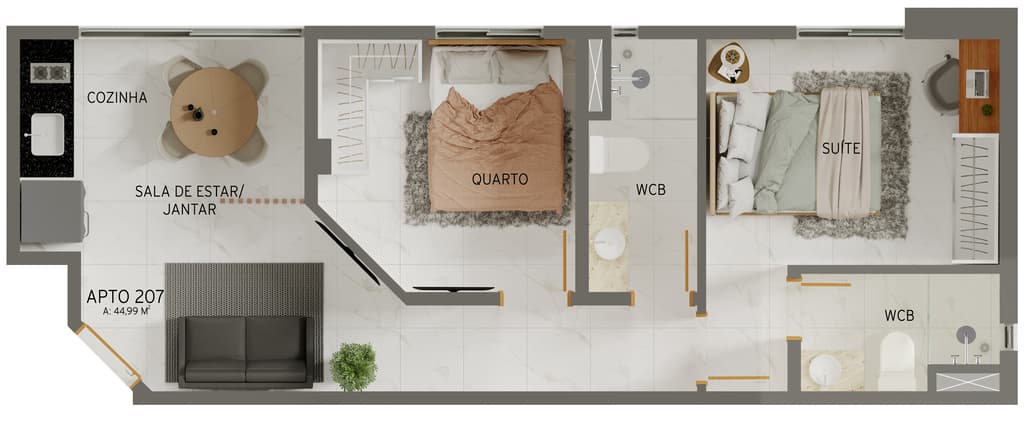 Planta 08 - 2 dorm 44,99m²