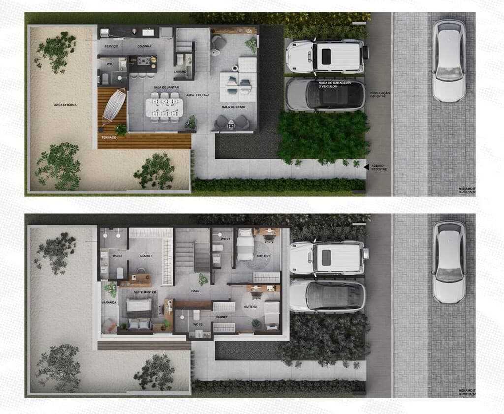 Planta 01 - 3 dorm 135m²