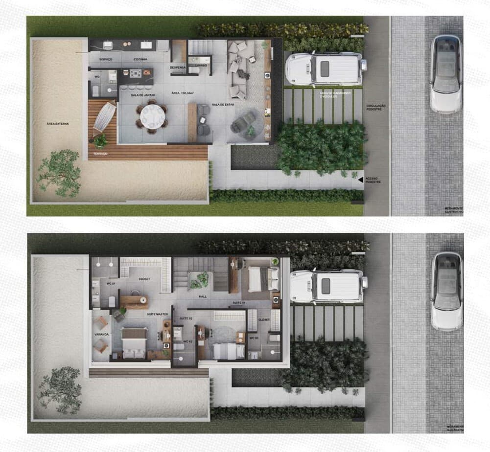 Planta 03 - 3 dorm 150m²