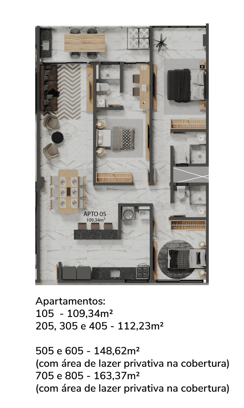 Planta 07 - 3 dorm 112,23m²