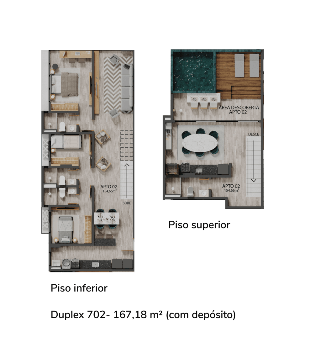 Planta 10 - 3 dorm 167,18m² - duplex