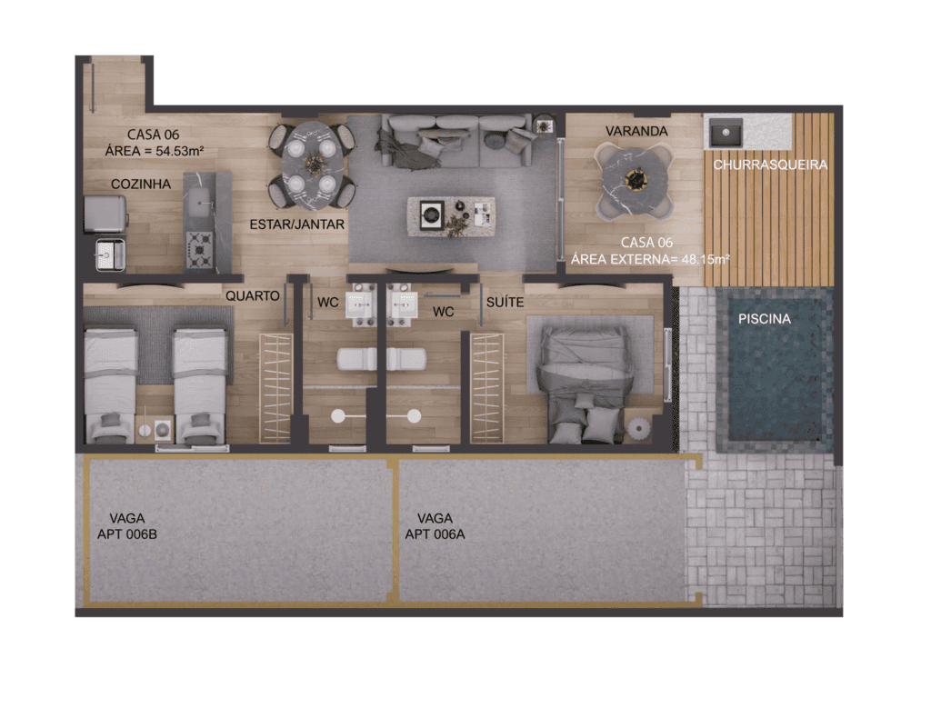 Planta 13 - 2 dorm 102,68m² - garden