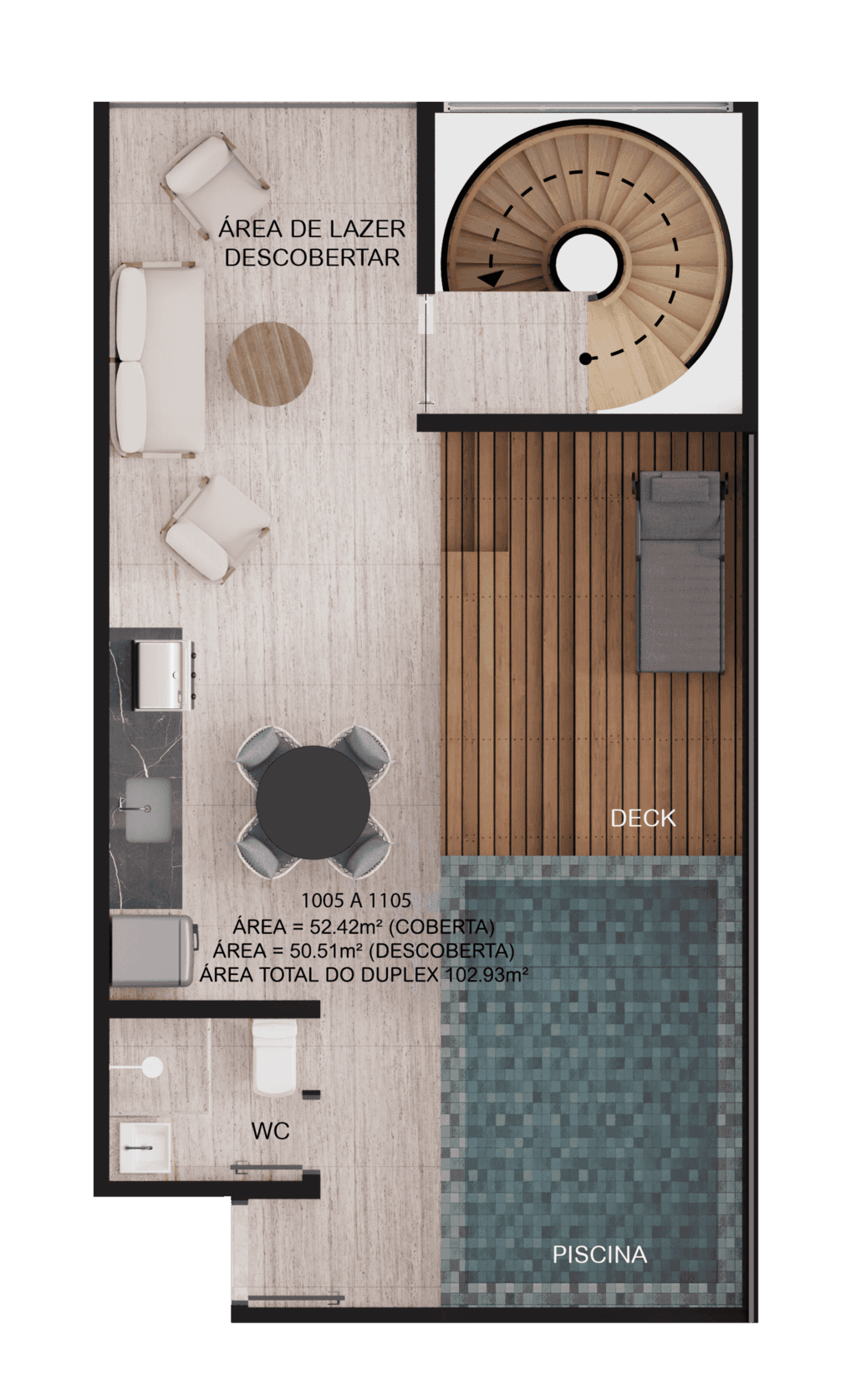 Planta 15 - 2 dorm 102,93m² - duplex - superior