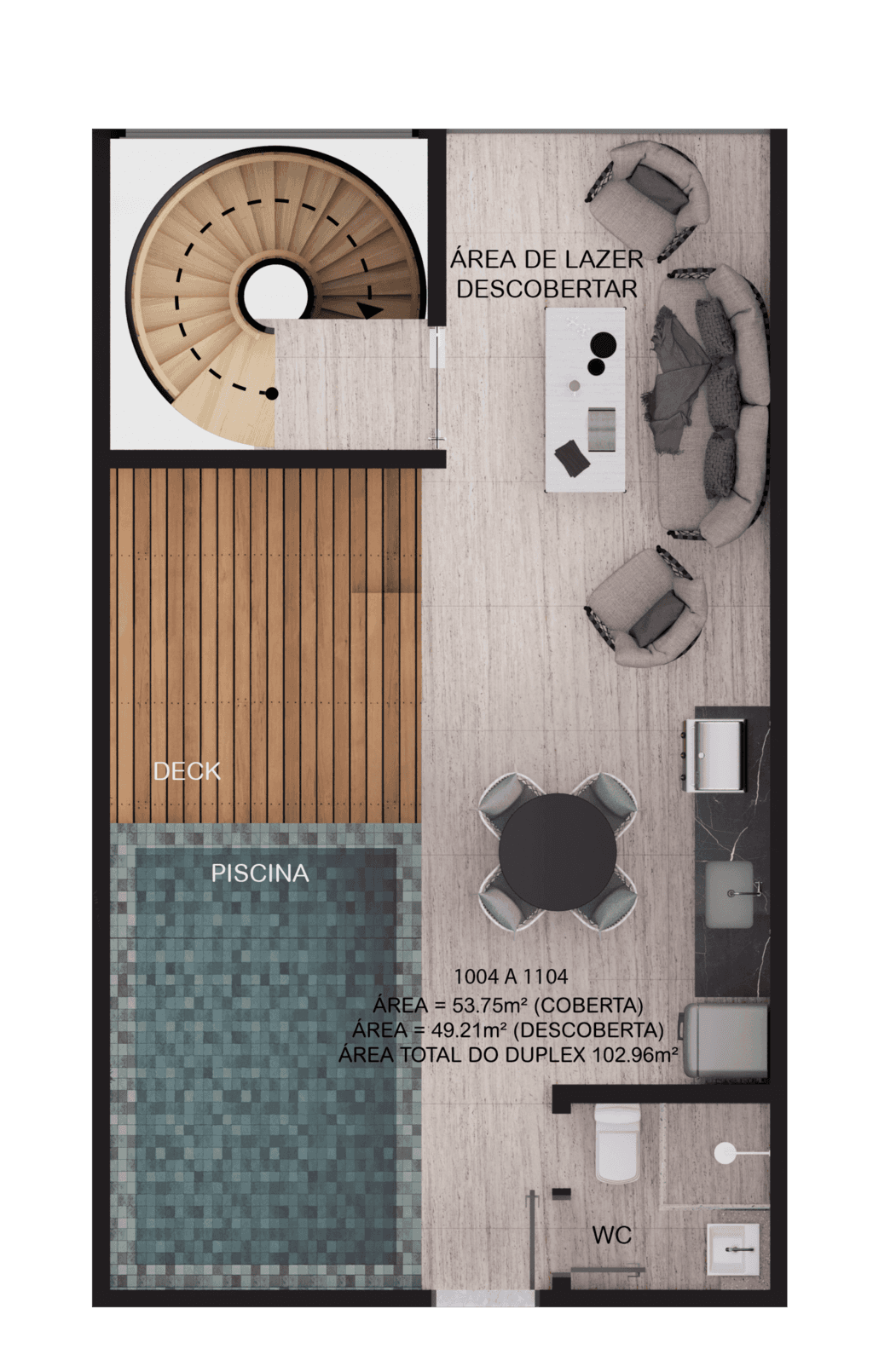 Planta 17 - 2 dorm 102,96m² - duplex - superior