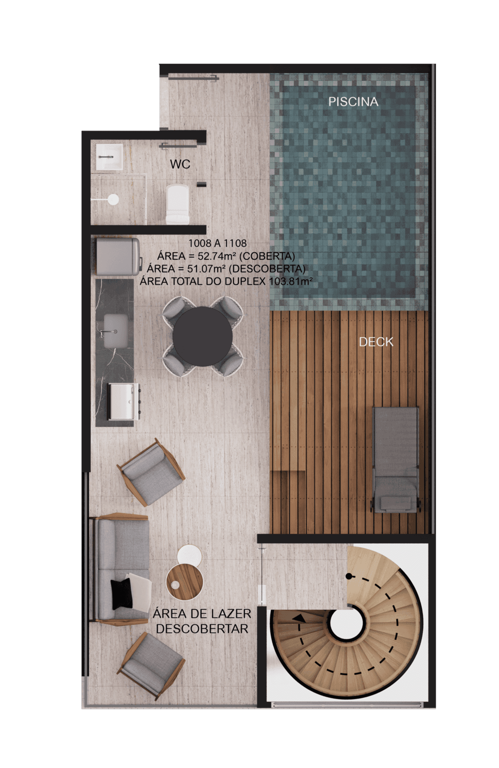 Planta 19 - 2 dorm 103,08m² - duplex - superior