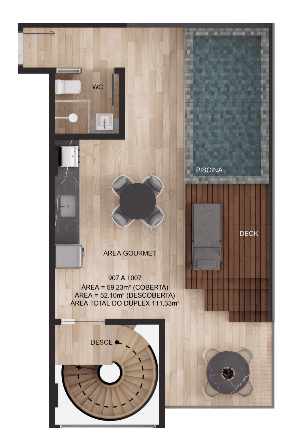 Planta 21 - 2 dorm 111,33m² - duplex - superior