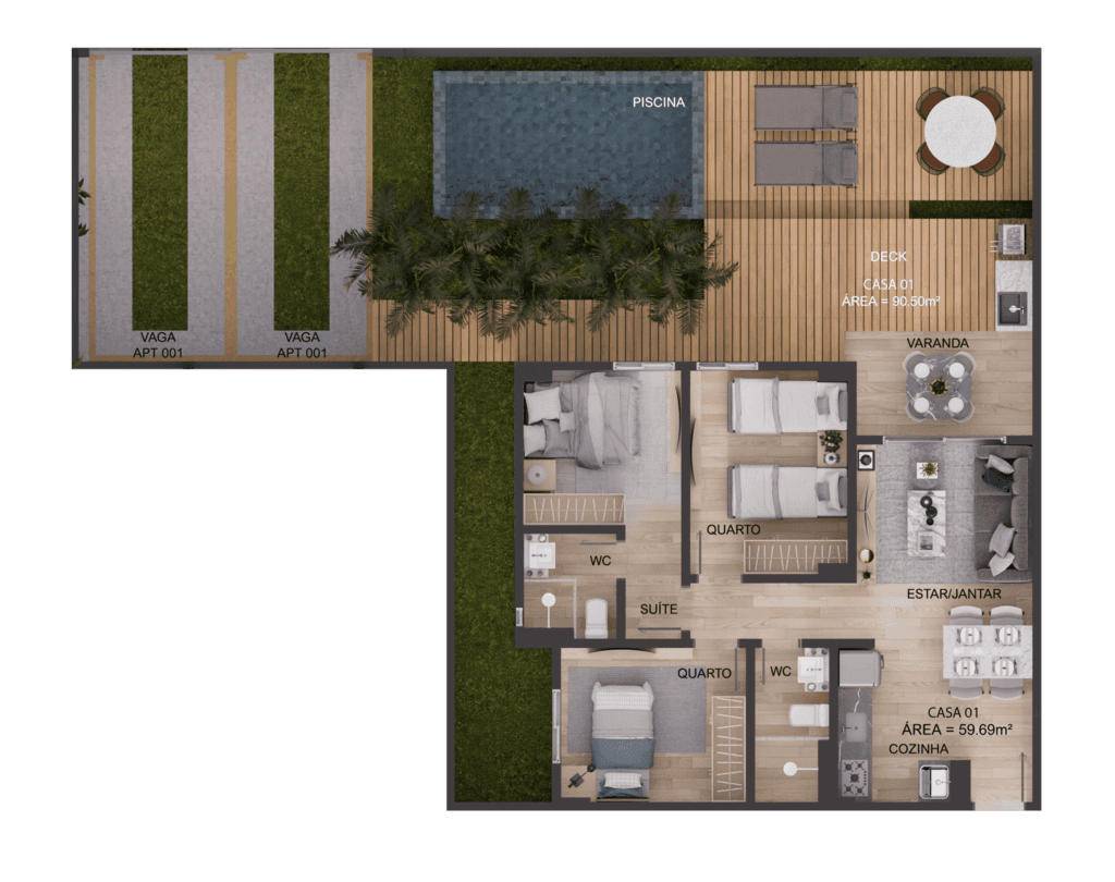 Planta 26 - 3 dorm 150,19m² - garden