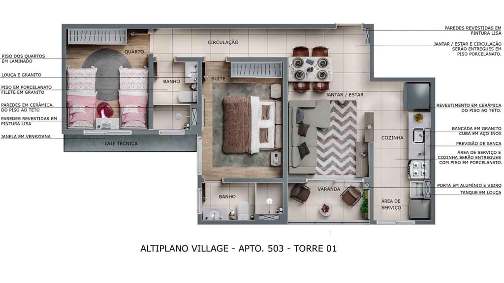 Planta 02 - 2 dorm 55,48m²