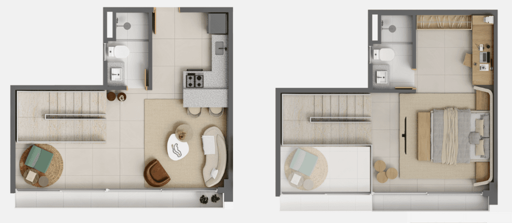Planta 05 - 1 dorm 71m² - duplex