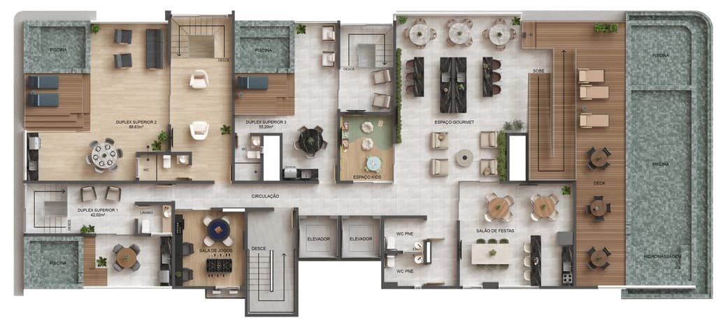 Pavimento cobertura duplex - superior