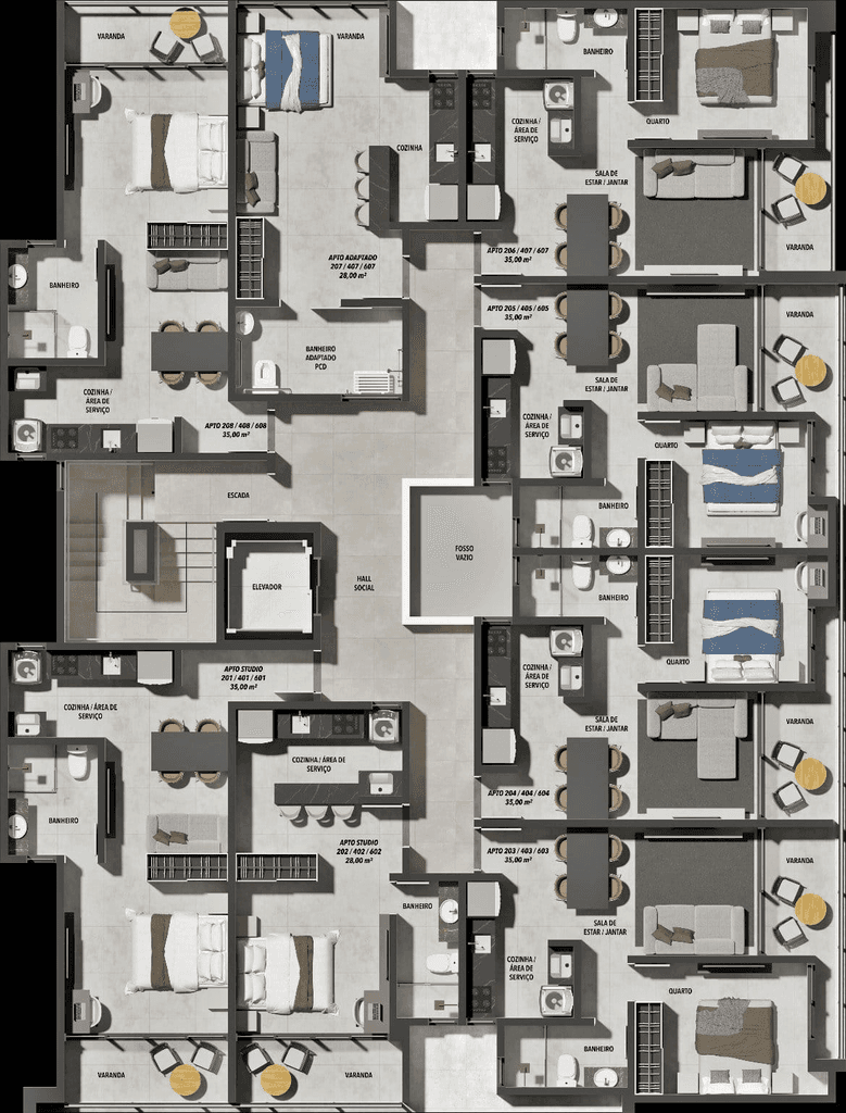 PLANTA HUMANIZADA TIPO 02, 04 e 06