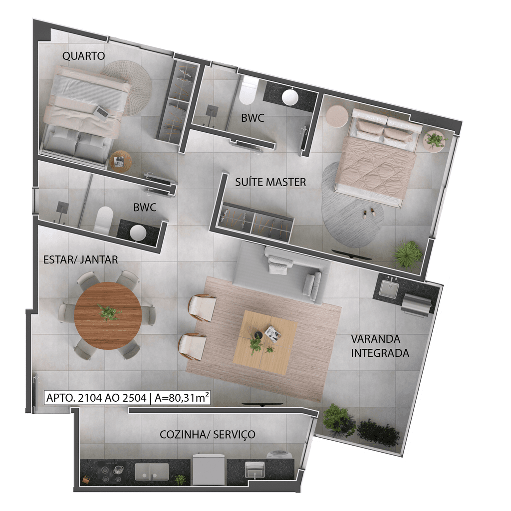 Planta 03 - 2 dorm 80,31m²