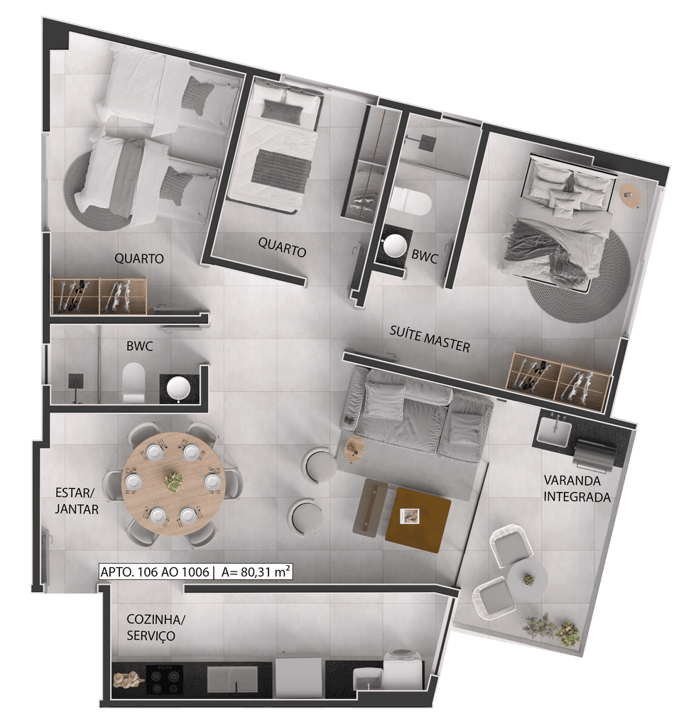 Planta 04 - 3 dorm 80,31m²