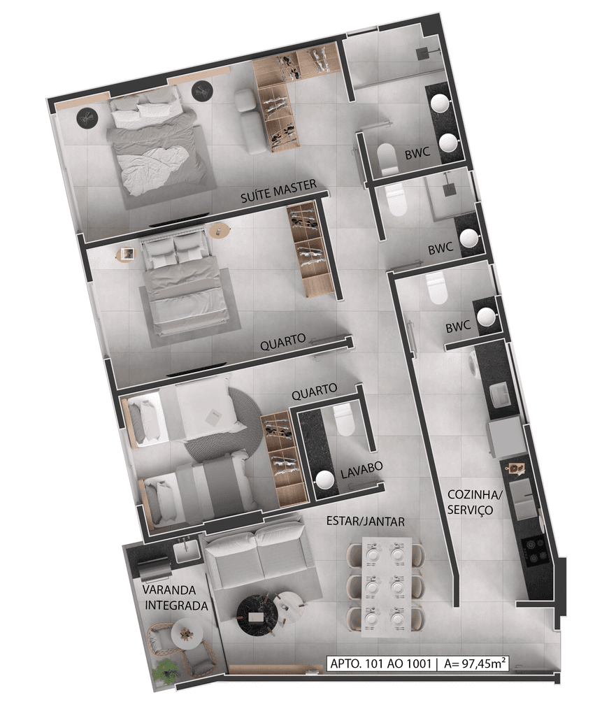 Planta 06 - 3 dorm 97,45m²