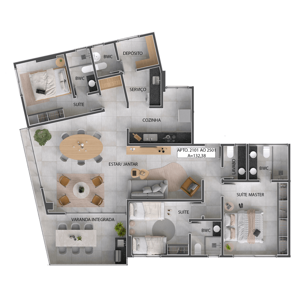 Planta 09 - 3 dorm 132,38m²