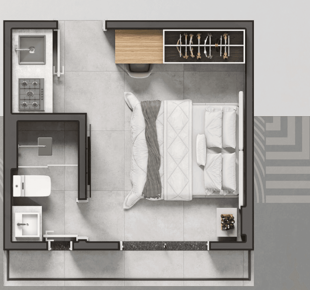 Planta 01 - 1 dorm 17m² - studio
