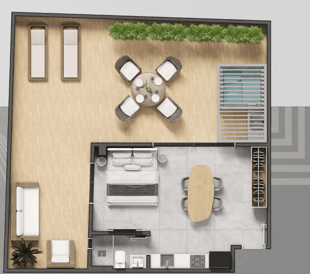 Planta 05 - 1 dorm 82,86m² - garden